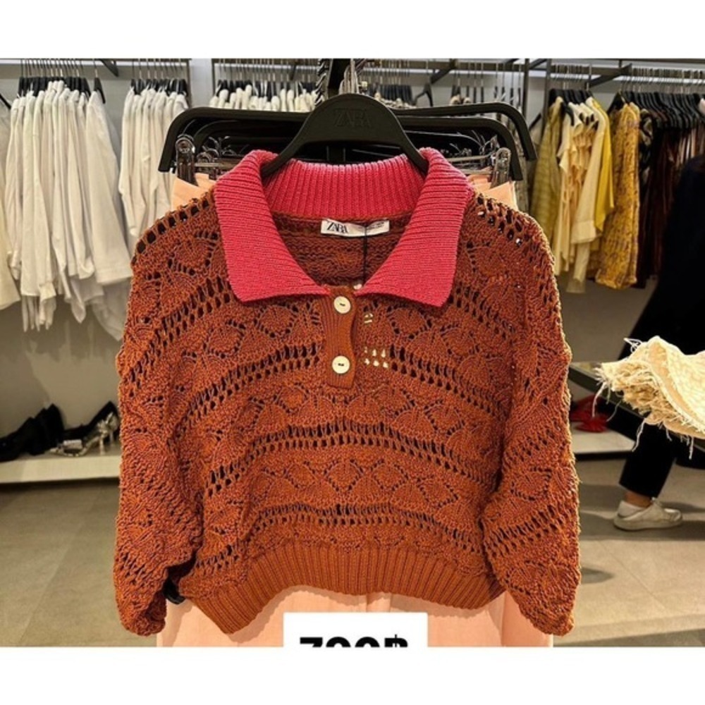ZARA POINTELLE crop top terracotta 6427/014 - Picture 10 of 12